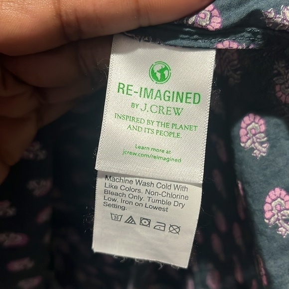 J.Crew Small Floral V-neck Cotton Voile Blue Dress Best Buds Lightwt oversized - Picture 9 of 11